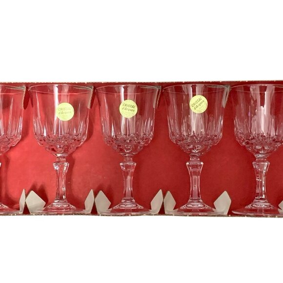 Vintage Cristal DArques France Genuine Lead Crystal Stemware Wine Glass Set of 6 - Picture 2 of 12